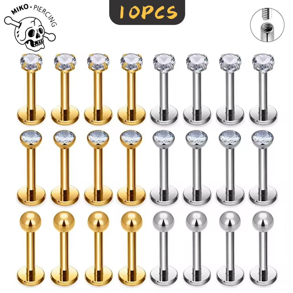 Zoor Body Jewelry - 10 szt. Tytanowe kolczyki labret ASTM