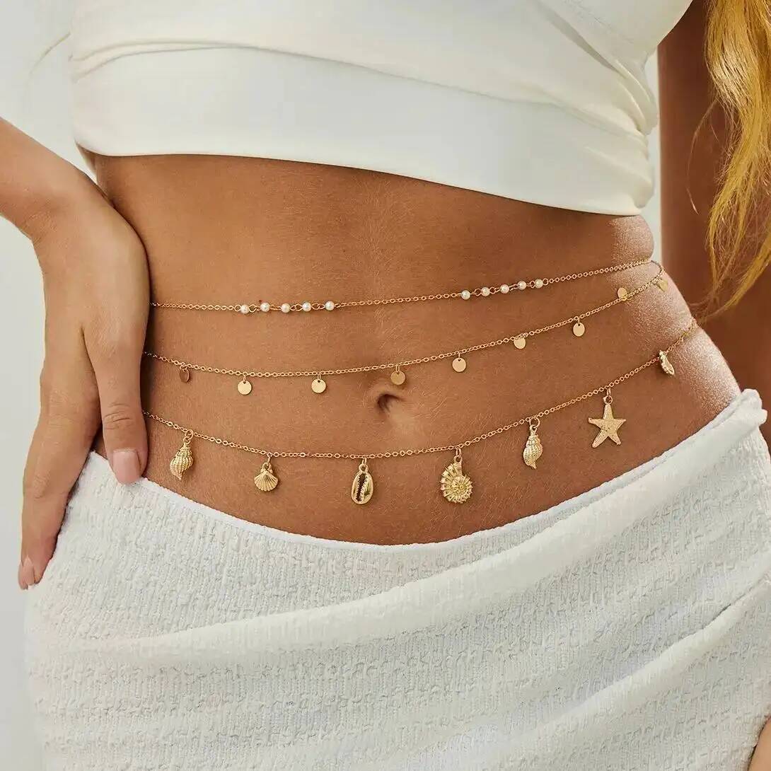 Body Jewelry By The Chain Gang - IngeSight.Z 3 szt./zestaw Boho Rozgwiazda Muszla