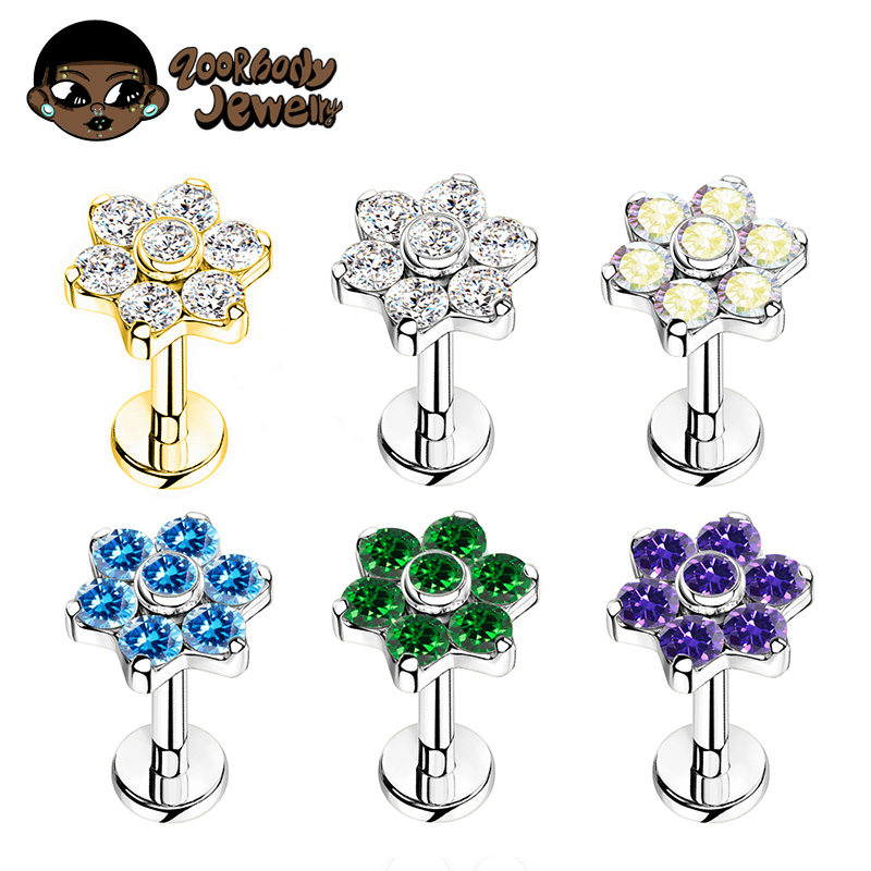 Zoor Body Jewelry - ASTM F136 tytanowy piercing kwiatowy 16G
