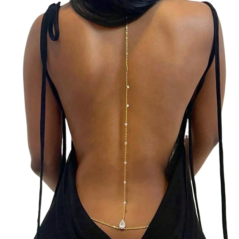 Body Jewelry By The Chain Gang - Panna młoda Backless Rhinestone Waterdrop Body