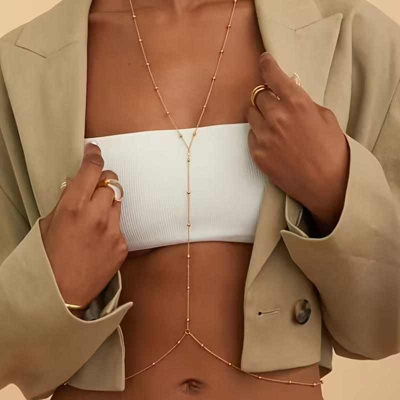 Prosty łańcuszek z koralikami  – Body Jewelry By The Chain Gang recenzja i cena