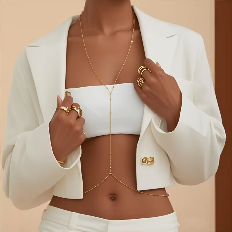Prosty łańcuszek z koralikami  – Body Jewelry By The Chain Gang recenzja i cena
